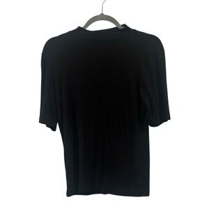 Minimalist Black Mockneck Knit Top Medium